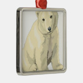 Cudly Polar Bär Silbernes Ornament (Rechts)