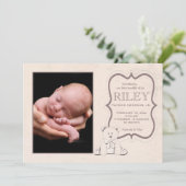 Cudly Teddy Bear Foto Geburtserklärung Ankündigung (Stehend Vorderseite)