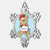 Cudly Teddy Bear Personalisiert Weihnachten Schneeflocken Zinn-Ornament (Rechts)