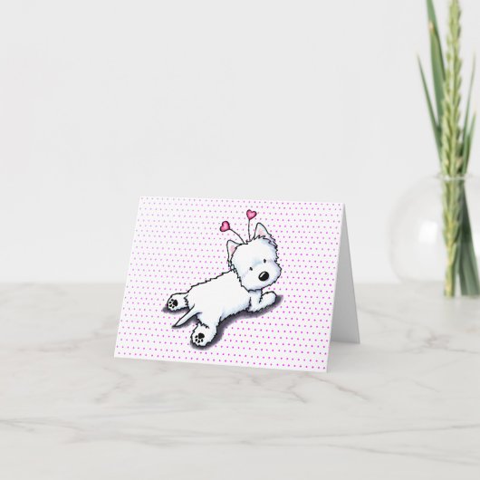 Cudly Westie Valentine Note Card Feiertagskarte (Vorderseite)