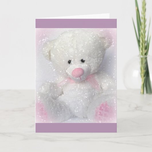 Cudly White Teddy Bear Karte (Vorderseite)