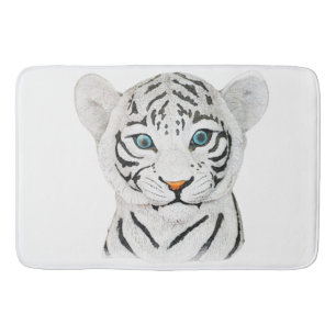 Cudly White Tiger Art - Niedliche Wildlife Art Badematte