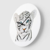Cudly White Tiger Art - Niedliche Wildlife Art Große Wanduhr (Winkel)