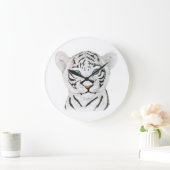 Cudly White Tiger Art - Niedliche Wildlife Art Große Wanduhr (Zuhause)