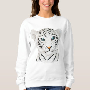 Cudly White Tiger Art - Niedliche Wildlife Art Sweatshirt