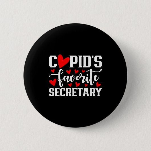 Cud's Favorite Secretary Cute Heart Valentine's Da Button (Vorderseite)