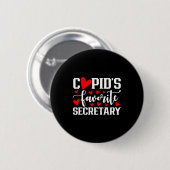 Cud's Favorite Secretary Cute Heart Valentine's Da Button (Vorne & Hinten)