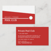 Cue Ball, Snooker Club, Pool/Snooker Player Visitenkarte (Vorne/Hinten)