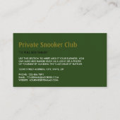 Cue Ball, Snooker Club, Pool/Snooker Player Visitenkarte (Rückseite)