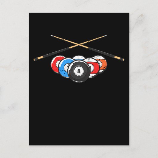 Cue Billard Balls Retro 8 Ball Player Postkarte (Vorderseite)