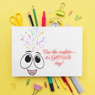 Cue den Konfetti in rosa Kindergeburtstag-Karte Feiertagskarte