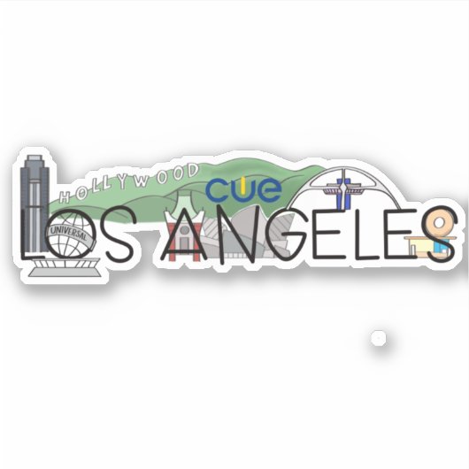 CUE Los Angeles Custom-Cut Vinyl Sticker (Vorderseite)