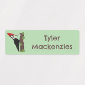Cue lustig Pileated Specker Cartoon personalisiert Etiketten (Design 1)