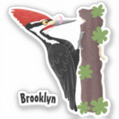 Cue lustige Pileated Woodpecker Cartoon Illustrati Aufkleber (Vorderseite)