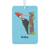 Cue lustige Pileated Woodpecker Cartoon Illustrati Autolufterfrischer (Rückseite)