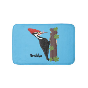 Cue lustige Pileated Woodpecker Cartoon Illustrati Badematte