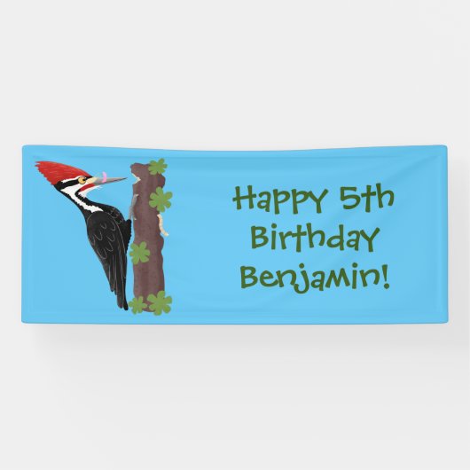 Cue lustige Pileated Woodpecker Cartoon Illustrati Banner (Horizontal)