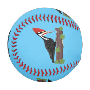 Cue lustige Pileated Woodpecker Cartoon Illustrati Baseball