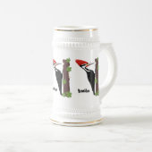 Cue lustige Pileated Woodpecker Cartoon Illustrati Bierglas (VorderseiteRechts)