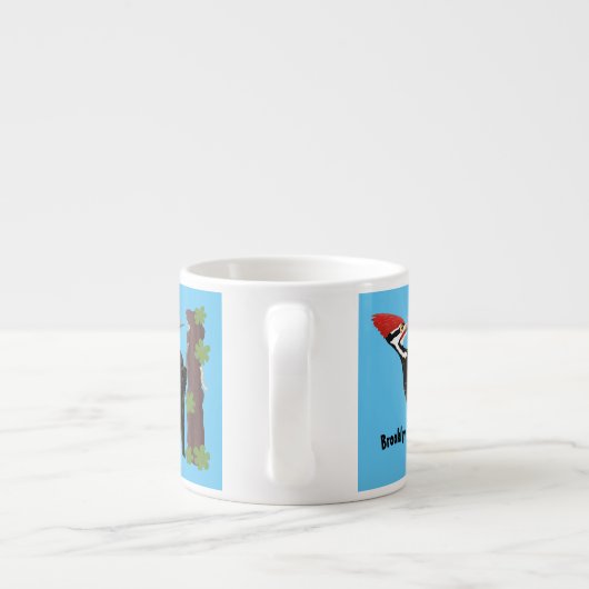 Cue lustige Pileated Woodpecker Cartoon Illustrati Espressotasse (Rückseite)