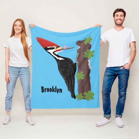 Cue lustige Pileated Woodpecker Cartoon Illustrati Fleecedecke (Beispiel)