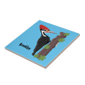 Cue lustige Pileated Woodpecker Cartoon Illustrati Fliese (Seite)