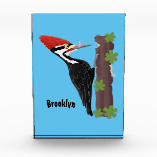 Cue lustige Pileated Woodpecker Cartoon Illustrati Fotoblock