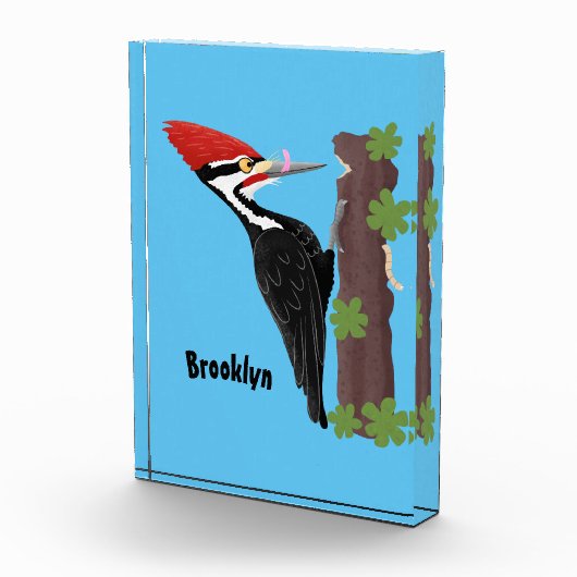 Cue lustige Pileated Woodpecker Cartoon Illustrati Fotoblock (Rechts)