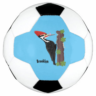 Cue lustige Pileated Woodpecker Cartoon Illustrati Fußball
