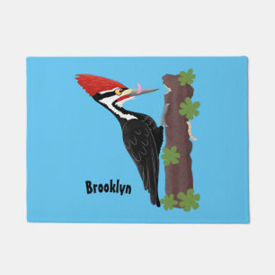 Cue lustige Pileated Woodpecker Cartoon Illustrati Fußmatte