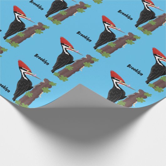 Cue lustige Pileated Woodpecker Cartoon Illustrati Geschenkpapier (Ecke)