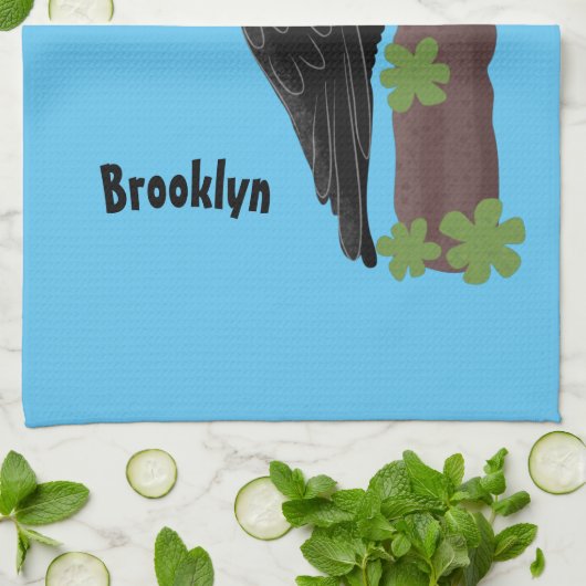 Cue lustige Pileated Woodpecker Cartoon Illustrati Geschirrtuch (Gefaltet)