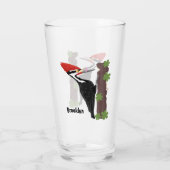 Cue lustige Pileated Woodpecker Cartoon Illustrati Glas (Rückseite)