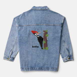 Cue lustige Pileated Woodpecker Cartoon Illustrati Jeansjacke