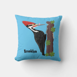 Cue lustige Pileated Woodpecker Cartoon Illustrati Kissen