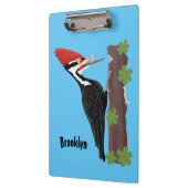 Cue lustige Pileated Woodpecker Cartoon Illustrati Klemmbrett (Links)