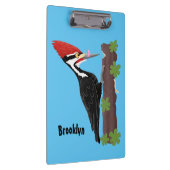 Cue lustige Pileated Woodpecker Cartoon Illustrati Klemmbrett (Rechts)