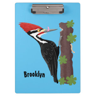 Cue lustige Pileated Woodpecker Cartoon Illustrati Klemmbrett