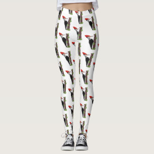 Cue lustige Pileated Woodpecker Cartoon Illustrati Leggings