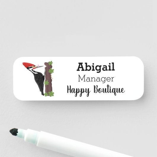 Cue lustige Pileated Woodpecker Cartoon Illustrati Namensschild (Beispiel)