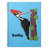 Cue lustige Pileated Woodpecker Cartoon Illustrati Notizblock (Vorderseite)