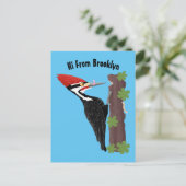 Cue lustige Pileated Woodpecker Cartoon Illustrati Postkarte (Stehend Vorderseite)
