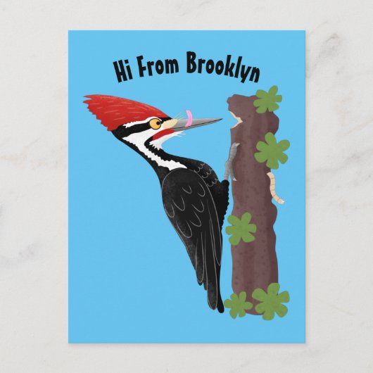 Cue lustige Pileated Woodpecker Cartoon Illustrati Postkarte (Vorderseite)
