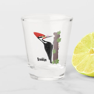 Cue lustige Pileated Woodpecker Cartoon Illustrati Schnapsglas