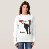 Cue lustige Pileated Woodpecker Cartoon Illustrati Sweatshirt (Vorne ganz)