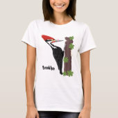 Cue lustige Pileated Woodpecker Cartoon Illustrati T-Shirt (Vorderseite)