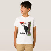 Cue lustige Pileated Woodpecker Cartoon Illustrati T-Shirt (Vorne ganz)