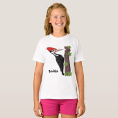 Cue lustige Pileated Woodpecker Cartoon Illustrati T-Shirt (Vorne ganz)