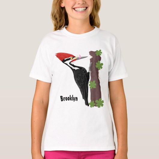Cue lustige Pileated Woodpecker Cartoon Illustrati T-Shirt (Vorderseite)