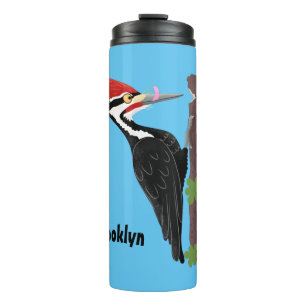 Cue lustige Pileated Woodpecker Cartoon Illustrati Thermosbecher